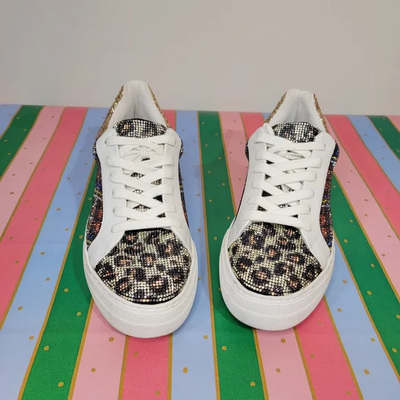 BETSEY JOHNSON Sneakers with Gold and Leopard Print - Picture 3 of 12